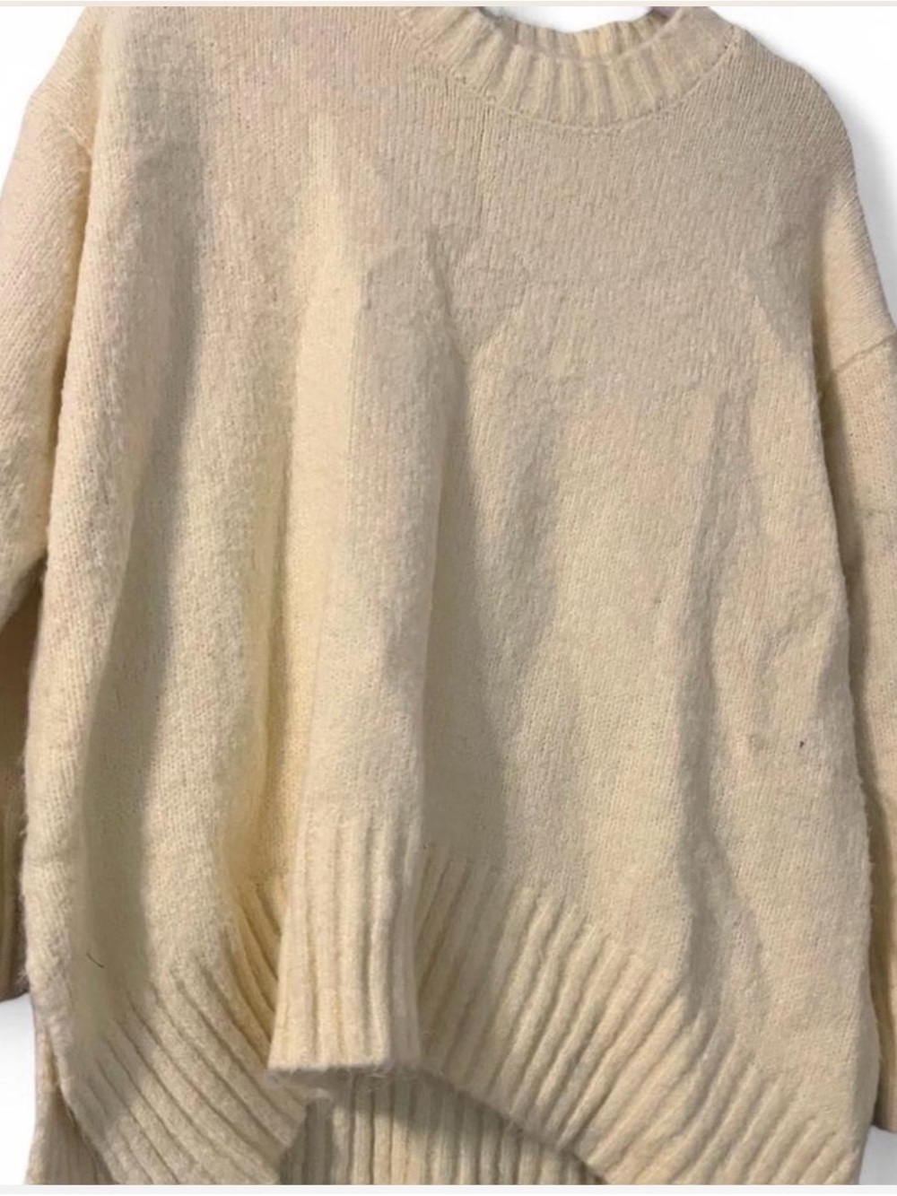 ADORA Cream Oversized Long Sleeve Knit Pullover